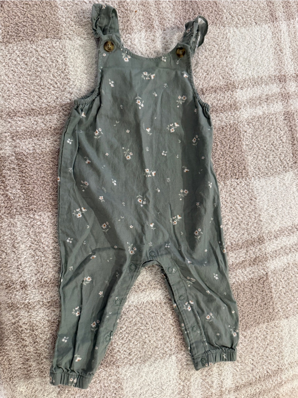 Carter's Olive Green Floral Overalls